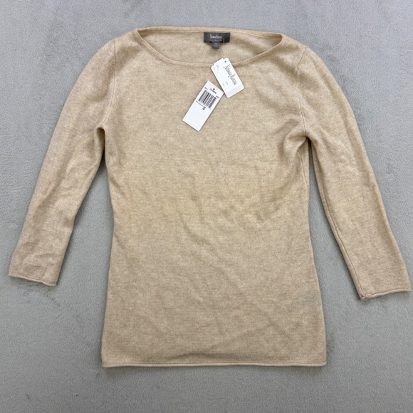 Neiman Marcus Sweaters - Neiman Marcus Sweater Womens XS NEW Beige Oatmeal Cashmere Boat Neck Minimalist